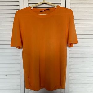 ZARA XL BASIC EXTRAFINE KNIT TOP Orange NWOT